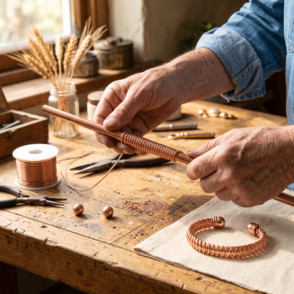 Calista copper wire being hand-coiled
