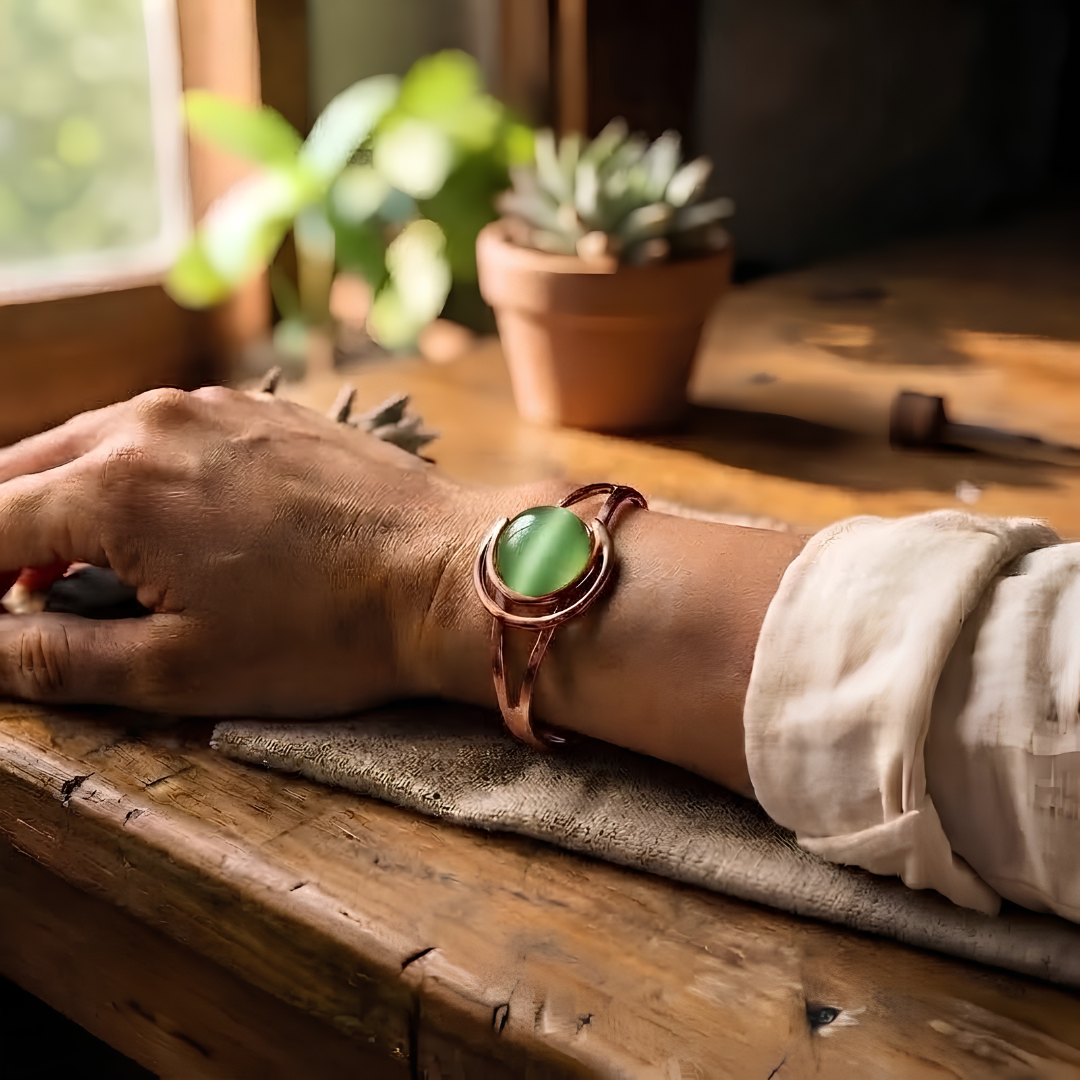 Ella's Glow Green Copper Bracelet
