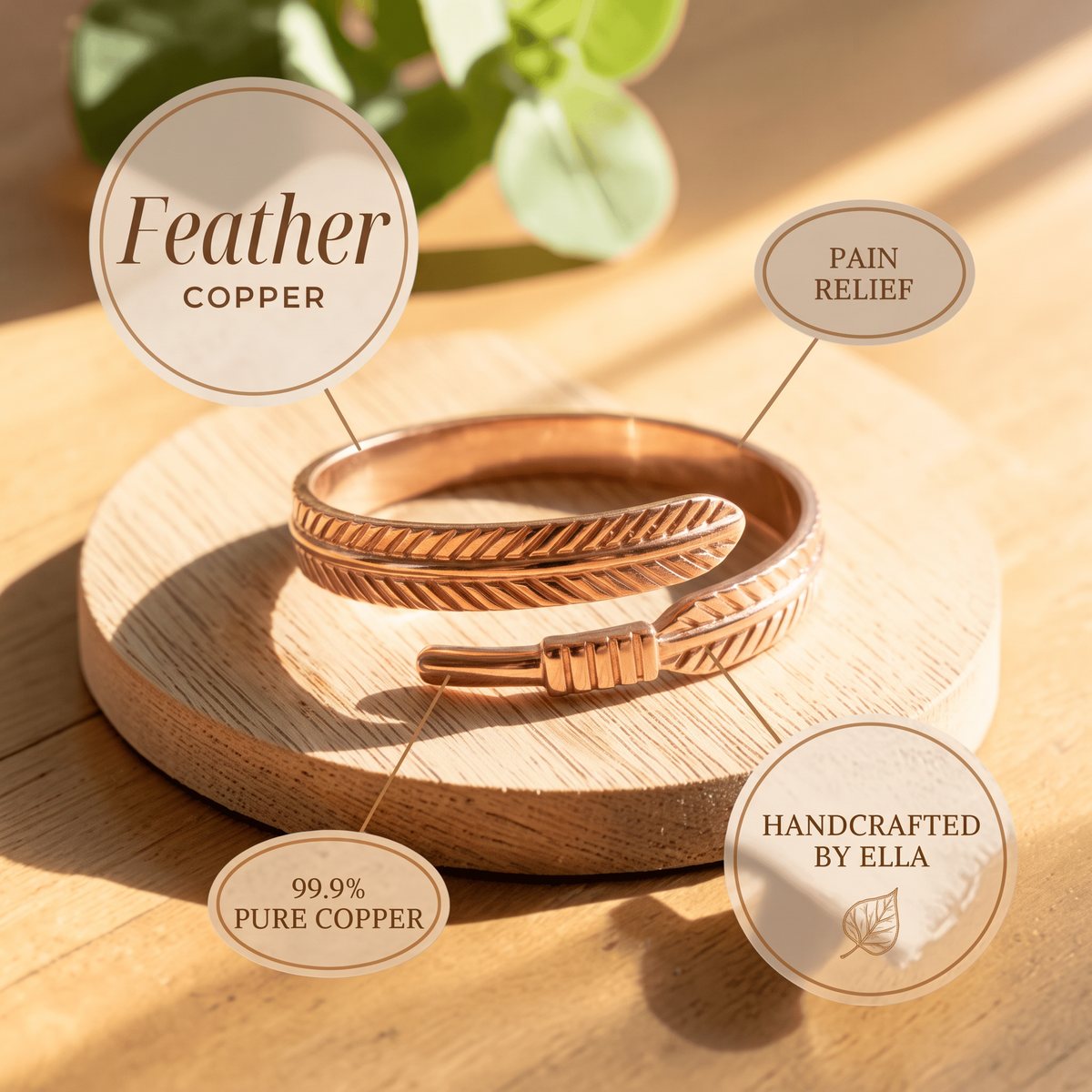 Feather copper ring features