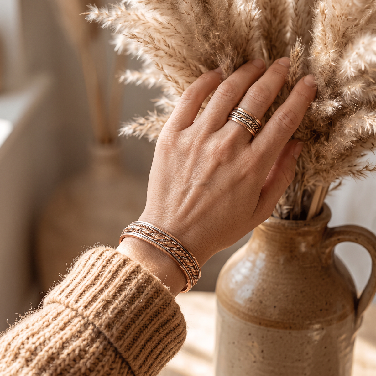 Vesper bracelet and ring worn together