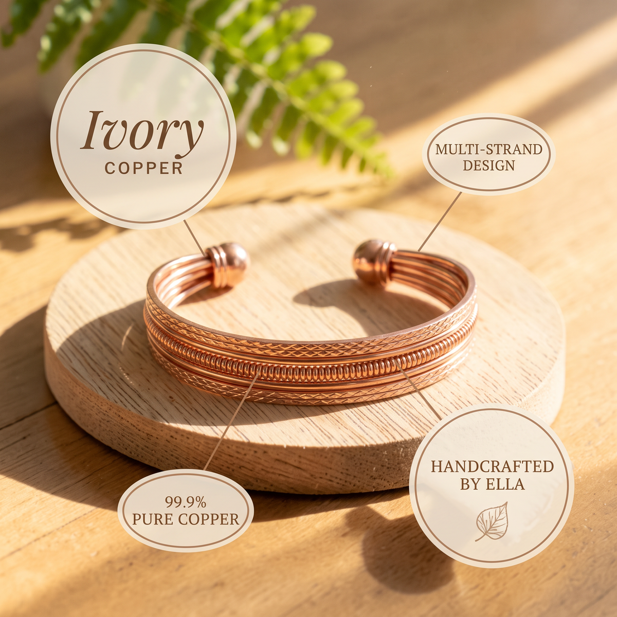 Ivory copper cuff features
