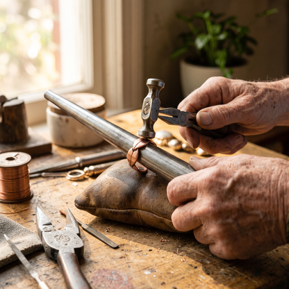 Marsh copper ring being handcrafted