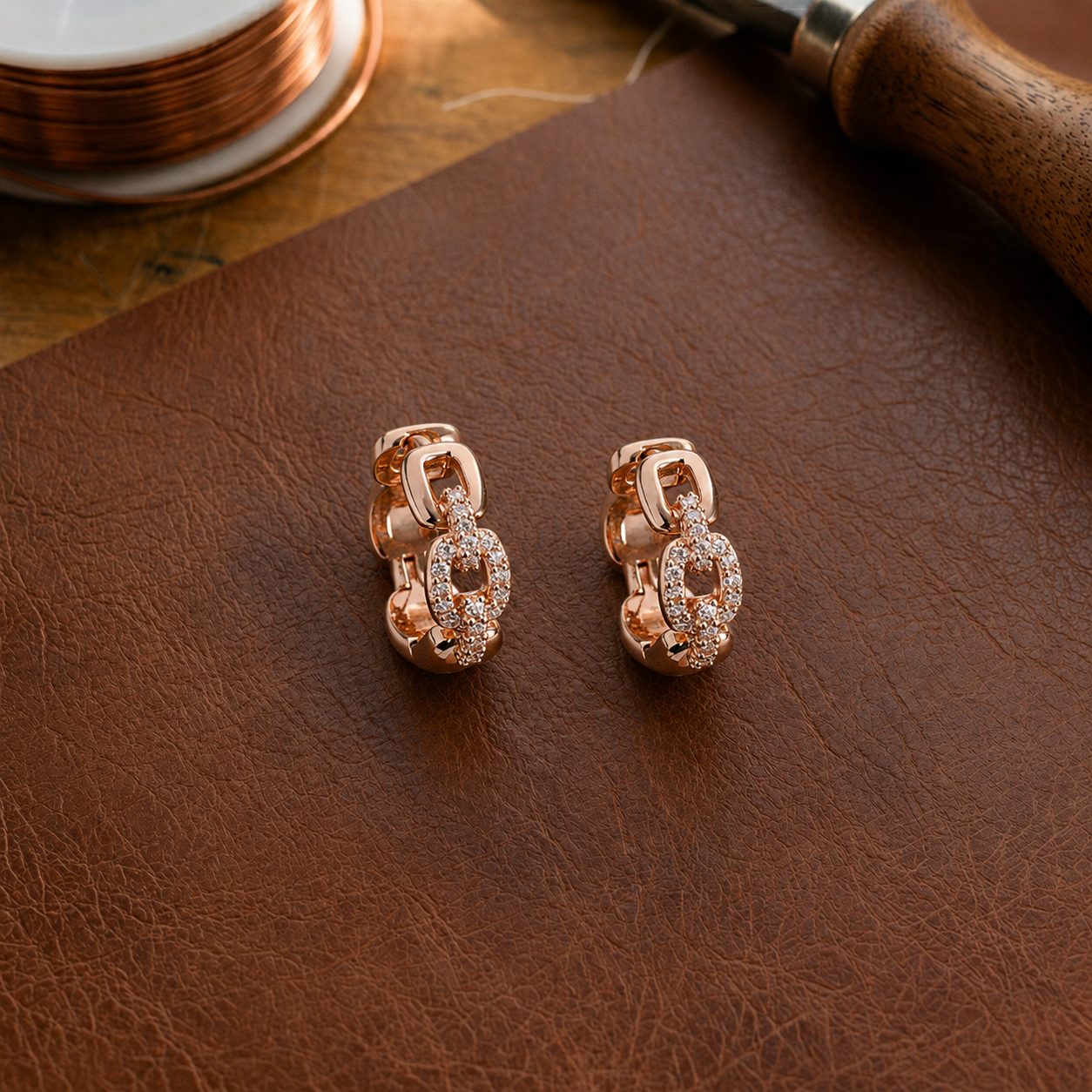 Ella's Link Copper Earrings