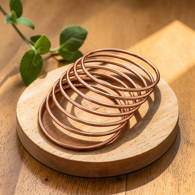 Ella's Plain Copper Bangle Set