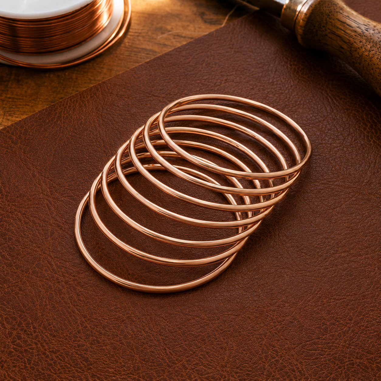 Ella's Plain Copper Bangle Set