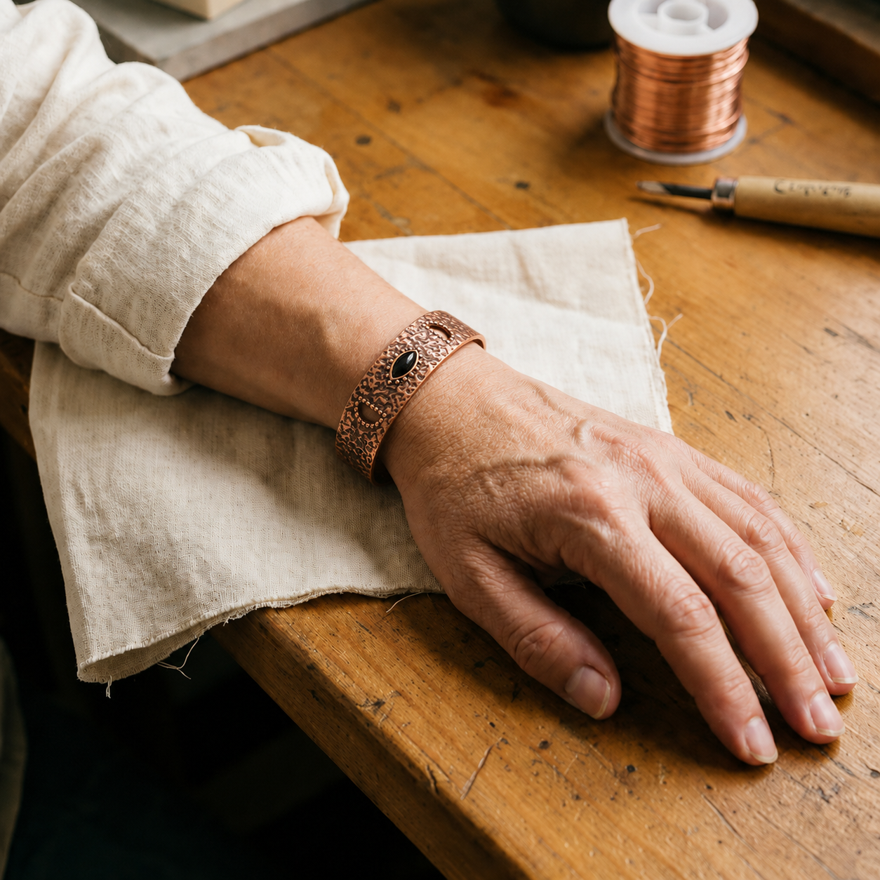 Ella's Flint Copper Bracelet
