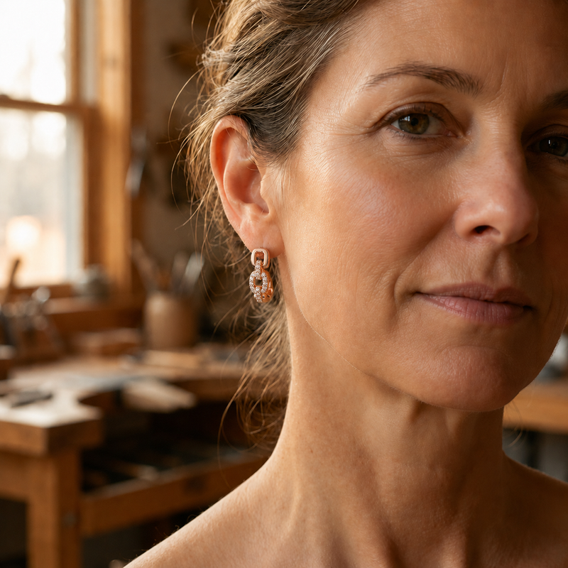 Ella's Link Copper Earrings