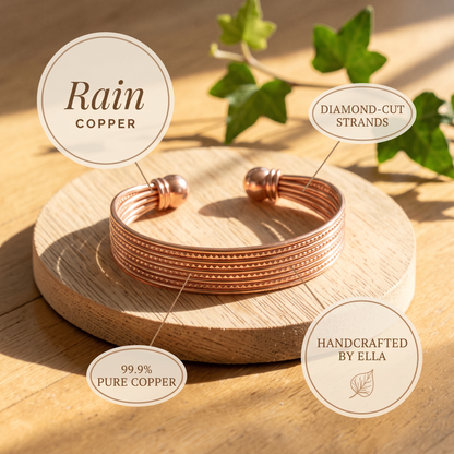Rain copper cuff features