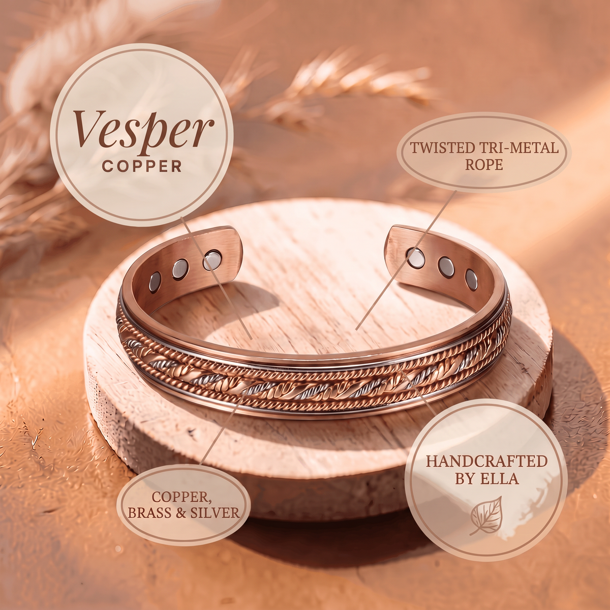Ella's Vesper Copper Bracelet features