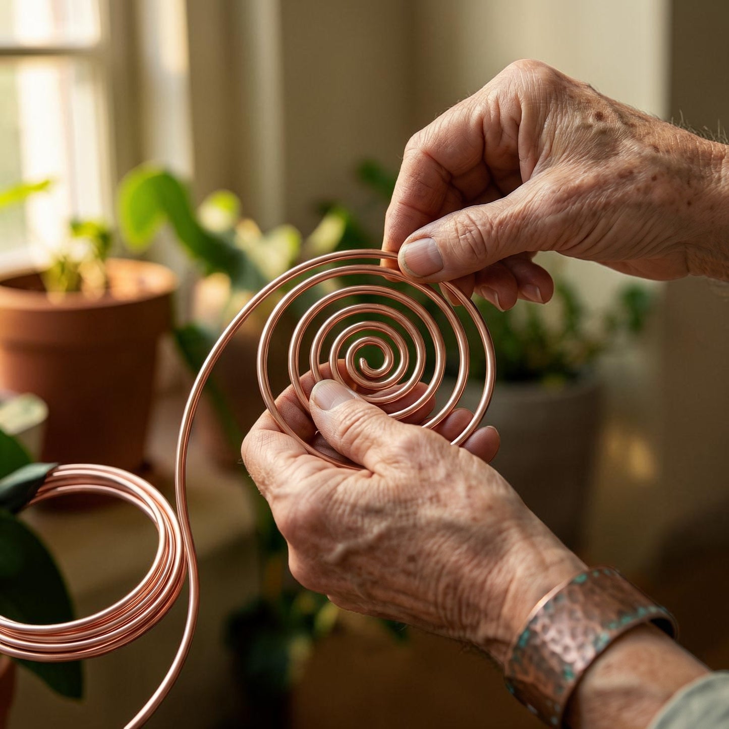 Ella's Flow Copper Hand Spiral Bracelet