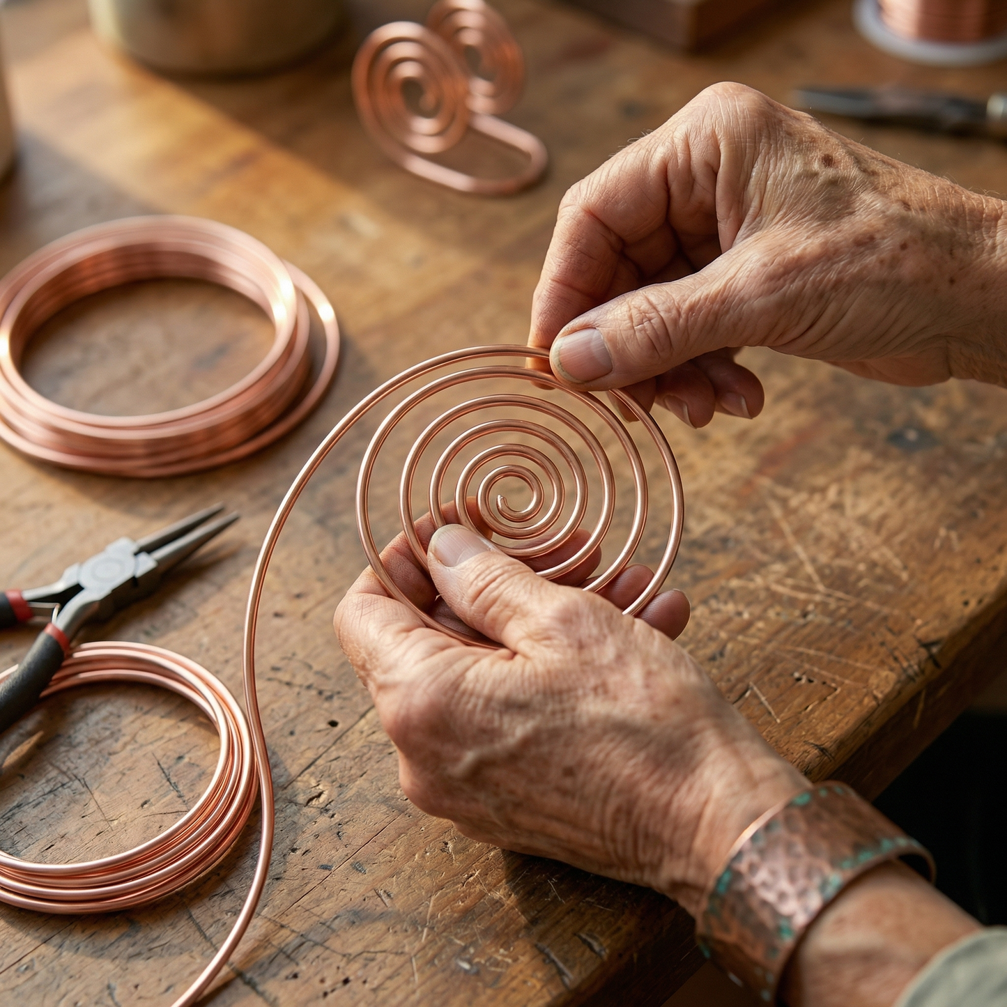 Ella's Flow Copper Hand Spiral Bracelet