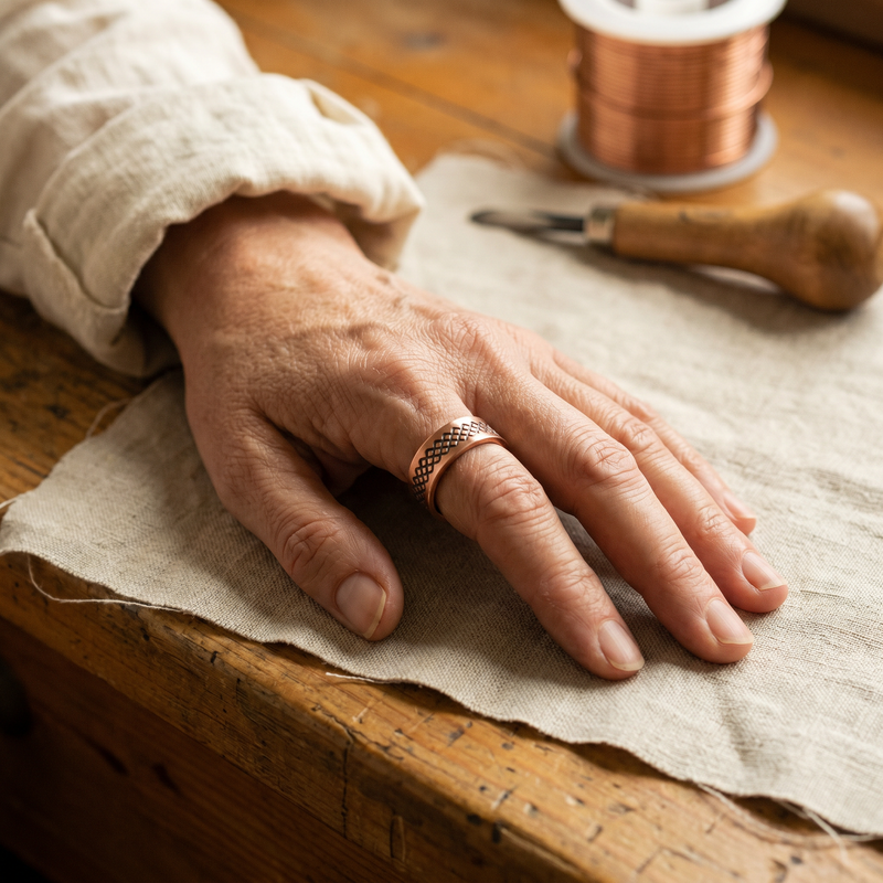 Ella's Grid Copper Ring